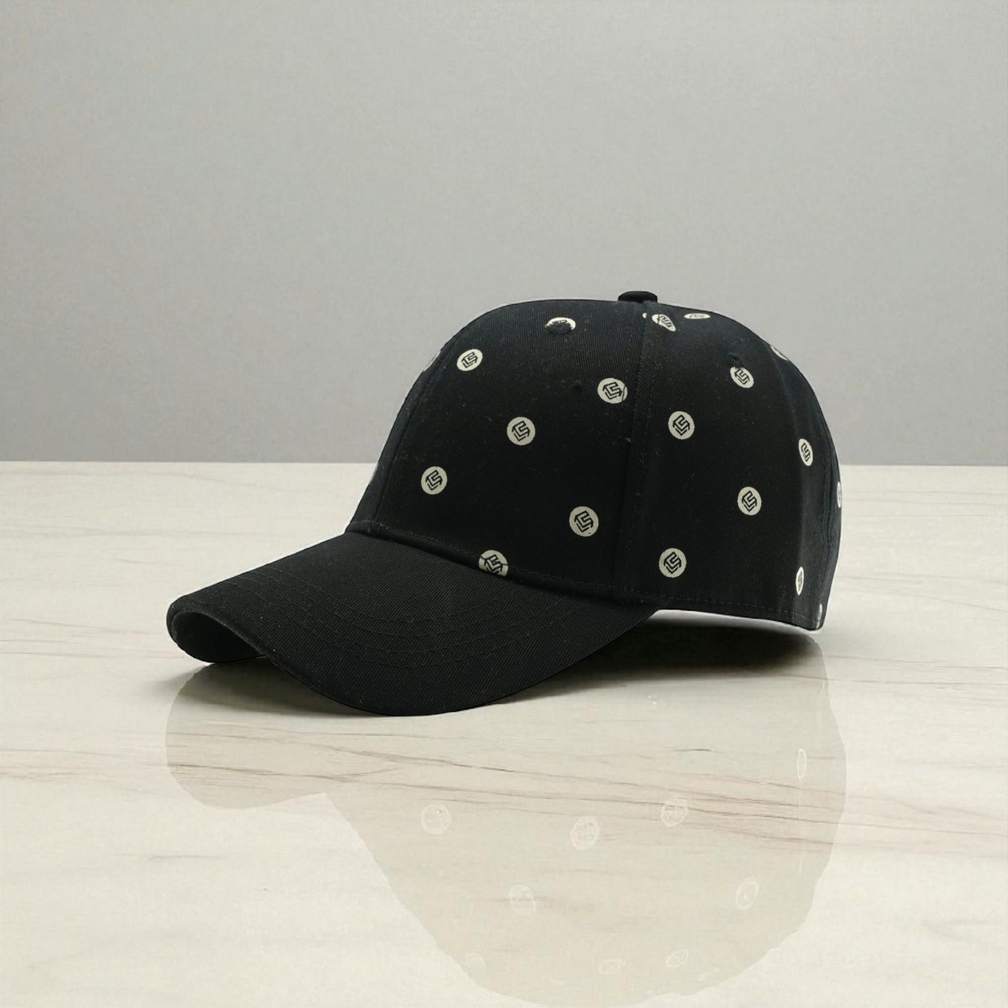 Black - White Dotted Baseball Cap